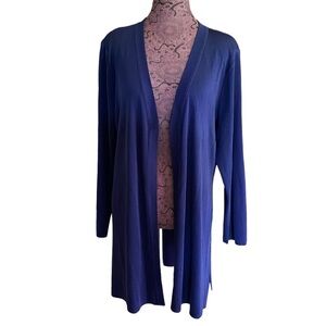 Exclusively Misook Sz XL Navy Blue Open Cardigan Duster Sweater